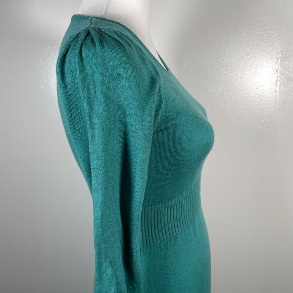 Divided Green Scoop Neck Tight Knit Fit and Flare Mini Sweater Dress 4 - Picture 11 of 13